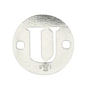 8.5mm 925 Sterling Silver 2-hole Round letter U connector x1