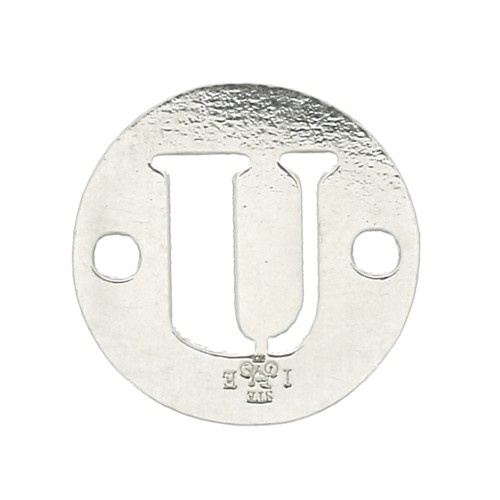8.5mm 925 Sterling Silver 2-hole Round letter U connector x1