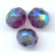 Fire Polished faceted round beads 10mm Amethyst AB x10