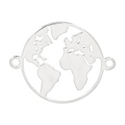 13mm 925 Sterling Silver 2 rings Round world map connector x1|raw }}