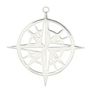 22x21mm 925 Sterling Silver Compass Rose Pendant x1