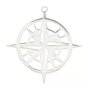 22x21mm 925 Sterling Silver Compass Rose Pendant x1