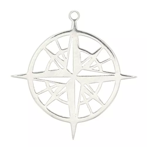 22x21mm 925 Sterling Silver Compass Rose Pendant x1