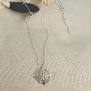 22x21mm 925 Sterling Silver Compass Rose Pendant x1