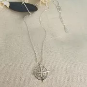 22x21mm 925 Sterling Silver Compass Rose Pendant x1