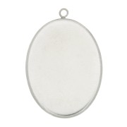 925 Sterling Silver Oval pendant for 40x30mm flat back cabochon x1|raw }}