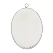 925 Sterling Silver Oval pendant for 40x30mm flat back cabochon x1