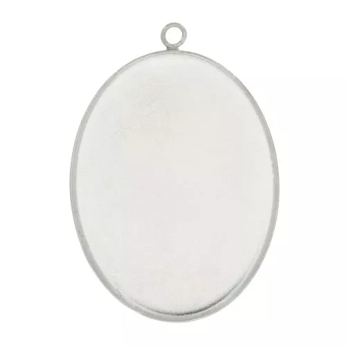 925 Sterling Silver Oval pendant for 40x30mm flat back cabochon x1