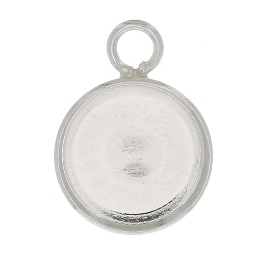 925 Sterling Silver Round pendant set for 10mm flat back cabochon x1