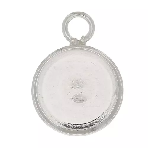 925 Sterling Silver Round pendant set for 10mm flat back cabochon x1