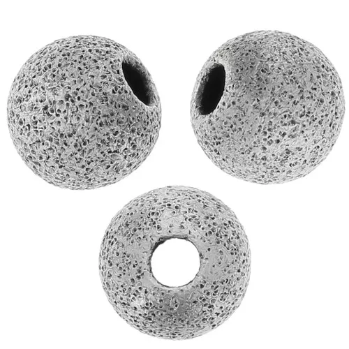 Diamond balls 6mm old silver-colored x5
