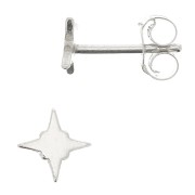 6.5mm 925 Sterling Silver Star Stud Earstuds x2