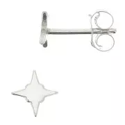 6.5mm 925 Sterling Silver Star Stud Earstuds x2