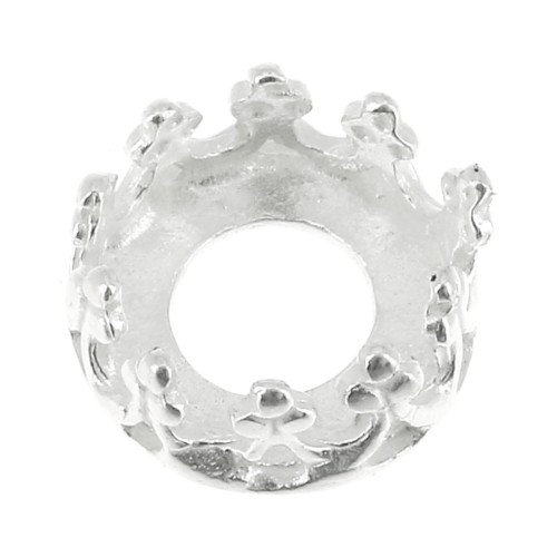 Round setting - crown pattern - for 6mm cabochon - Fine Silver Plated x1