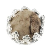Round setting - crown pattern - for 6mm cabochon - Fine Silver Plated x1