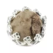 Round setting - crown pattern - for 6mm cabochon - Fine Silver Plated x1