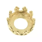 Round setting - crown pattern - for 6mm cabochon - Fine Gold Plated x1