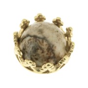 Round setting - crown pattern - for 6mm cabochon - Fine Gold Plated x1