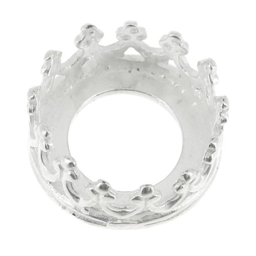Round setting - crown pattern - for 8mm cabochon - Fine Silver Plated x1