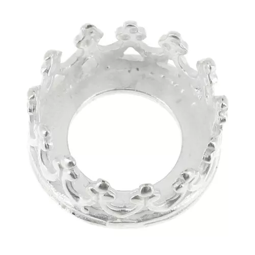 Round setting - crown pattern - for 8mm cabochon - Fine Silver Plated x1