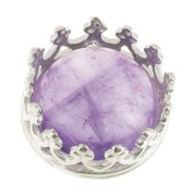 Round setting - crown pattern - for 8mm cabochon - Fine Silver Plated x1