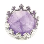 Round setting - crown pattern - for 8mm cabochon - Fine Silver Plated x1