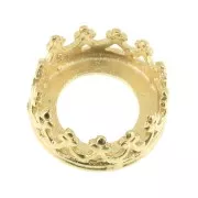 Round setting - crown pattern - for 8mm cabochon - Fine Gold Plated x1