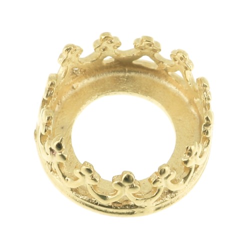 Round setting - crown pattern - for 8mm cabochon - Fine Gold Plated x1