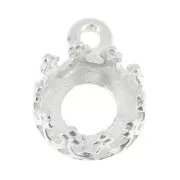 Round pendant setting - crown pattern - for 6mm cabochon - Fine Silver Plated x1