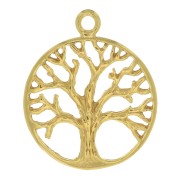 24x20mm Round pendant - tree of life pattern - 3 micron Gold plated x1|raw }}