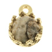 Round pendant setting - crown pattern - for 6mm cabochon - Fine Gold Plated x1