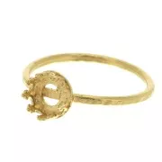 Thin hammered ring for 6mm cabochon - Size 52 - 3 micron Gold plated x1
