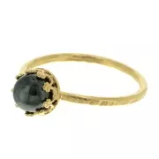 Thin hammered ring for 6mm cabochon - Size 52 - 3 micron Gold plated x1