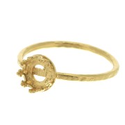 Thin hammered ring for 6mm cabochon - Size 56 - 3 micron Gold plated x1|raw }}