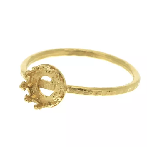 Thin hammered ring for 6mm cabochon - Size 56 - 3 micron Gold plated x1