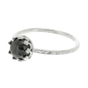 925 Sterling Silver Fine hammered ring for 6mm cabochon - Size 52 x1