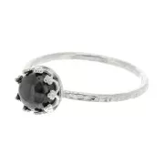 925 Sterling Silver Fine hammered ring for 6mm cabochon - Size 52 x1