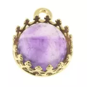 Round pendant setting - crown pattern - for 8mm cabochon - Fine Gold Plated x1