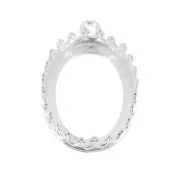 Oval pendant setting - crown patter - for 18x13mm cabochon - Fine Silver Plated x1