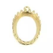 Oval pendant setting - crown pattern - for 18x13mm cabochon - Fine Gold Plated x1