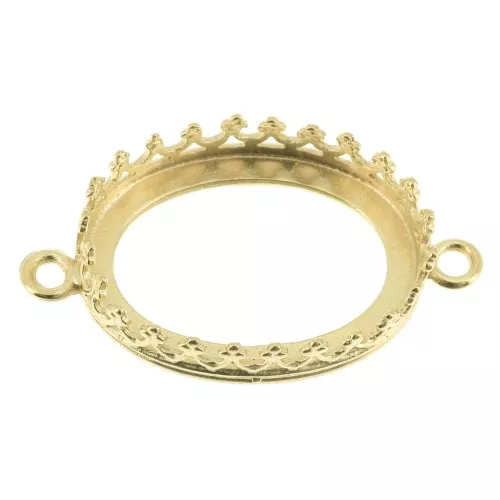 Connector setting - crown pattern - for 18x13mm cabochon - Fine Gold Plated x1