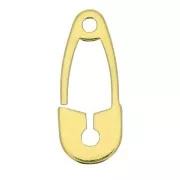16x6.5mm 925 Sterling Silver Safety Pin charm - Gold Tone x1