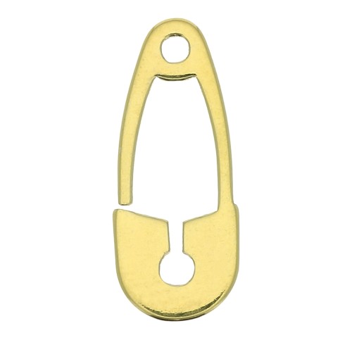 16x6.5mm 925 Sterling Silver Safety Pin charm - Gold Tone x1
