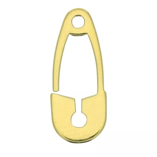 16x6.5mm 925 Sterling Silver Safety Pin charm - Gold Tone x1
