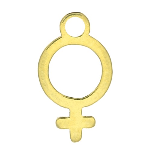 10.5x6mm 925 Sterling Silver Symbol for female charm - Gold Tone x1