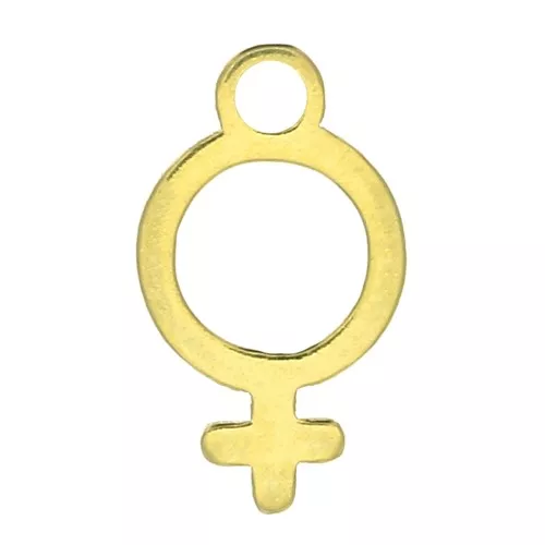 10.5x6mm 925 Sterling Silver Symbol for female charm - Gold Tone x1