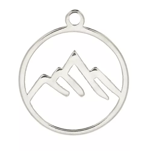 13 mm 925 Sterling Silver Mountain charm x1