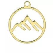 13 mm 925 Sterling Silver Mountain charm - Gold Tone x1