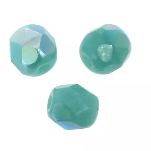 Fire Polished faceted round beads 4mm Opaque Jade AB x50