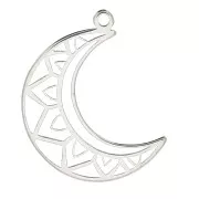 19x14mm 925 Sterling Silver Moon Pendant x1